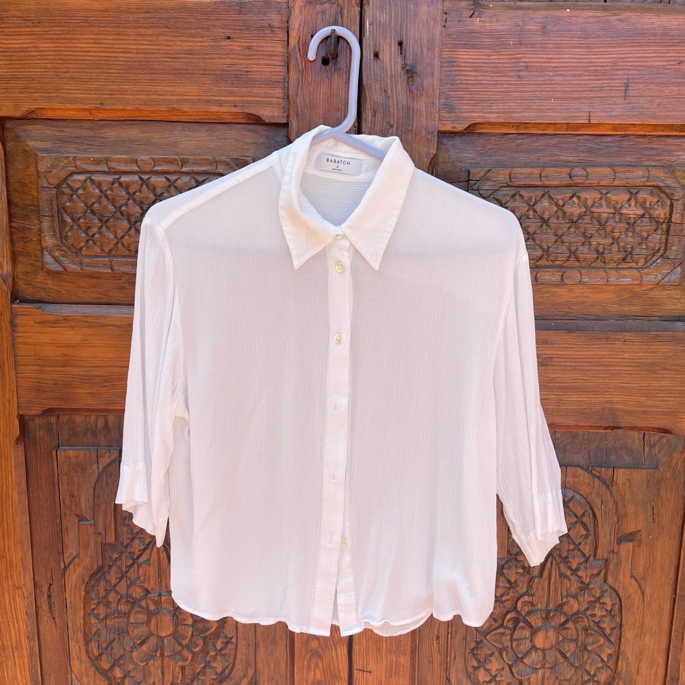 White Aritzia Babaton Button-up